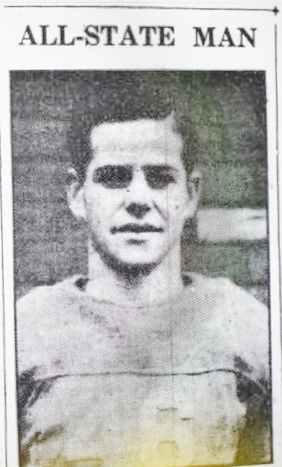 Hugh A. Pennal’s photo ran in the Mineola Monitor at the time he was selected for 1937 all-state honors.